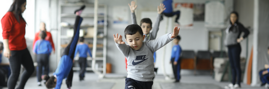 Children's Center Boys training in gymnastics